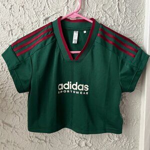 Adidas Tiro Cut 3-Stripes Crop Jersey- Green